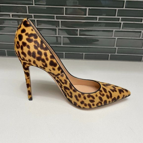 GIANVITO ROSSI Leopard Print Brown Calf Hair & Leather Point Toe Pumps- US 9 - Picture 5 of 12